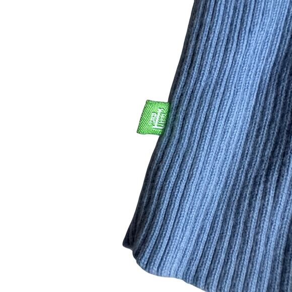 Lauren Ralph Lauren Ribbed Knit Top S Blue V-Neck Long Sleeve Minimalist Fit - Picture 4 of 6